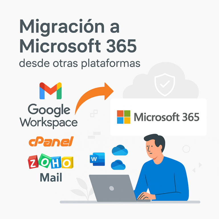 Migración a Microsoft 365 desde Google Workspace, cPanel, Webmail o Zoho Mail